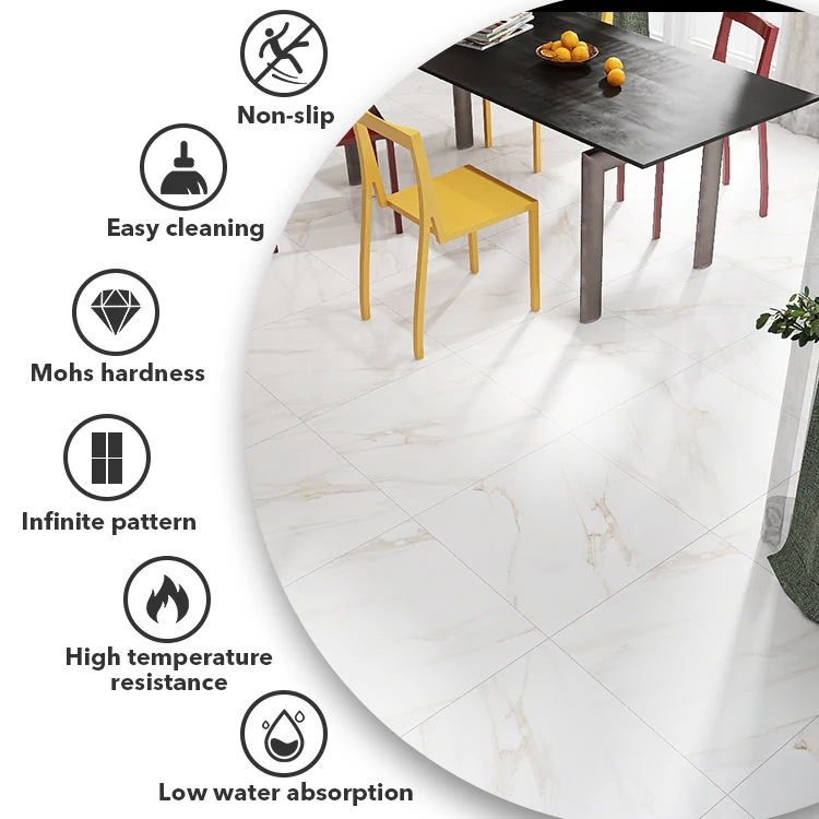 Foshan Factory Carrara White Marble Effect Italian Travertine Floor Ceramic Full Body Polished Glazed Tile 600x600 Flooring