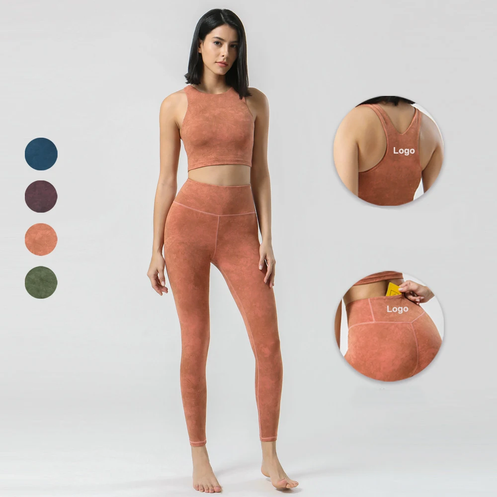 New Arrival Custom Spandex Tie-Dye High Quality Leggings Activewear Sets Women Manufacturers 2022