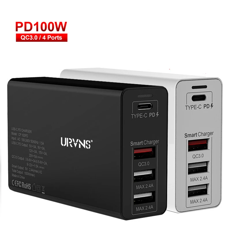 
New GaN Technology 100W Fast PD Charger Multi-Port GaN 65W Charger Fast Charging Adapter for Laptop/iPad/Macbook/iPhone/Phone 