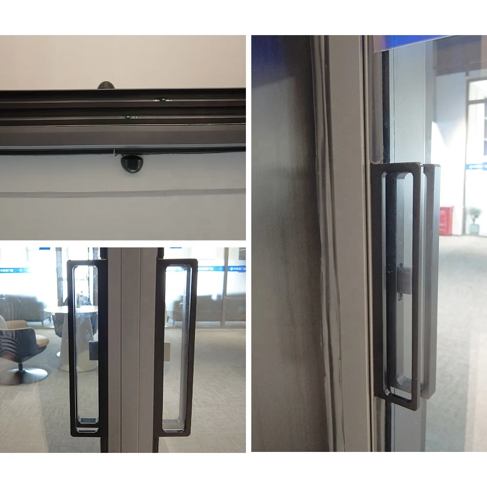 Custom exterior panoramic modern black slimline automatic aluminum sliding glass door