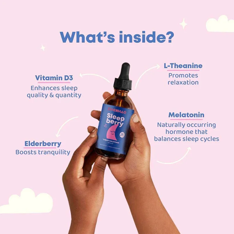 ODM  Best Selling Natural Elderberry Vitamin D Supplement Improve Sleep Quality Children Melatonin Drops Liquid