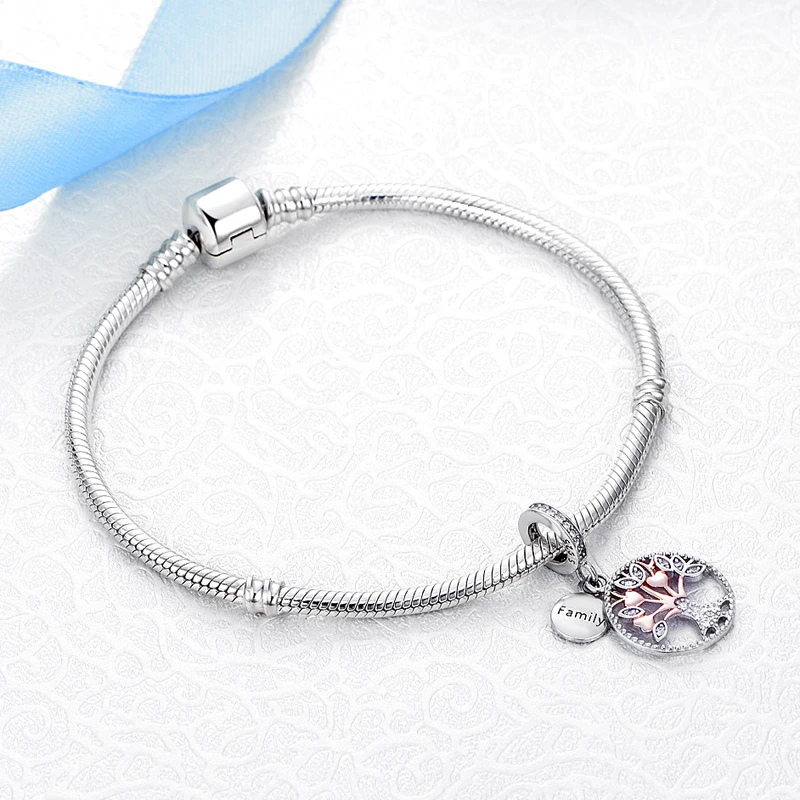
Rose Gold Charm Bead Dangle Pendant Spacer Clip Charms Fit Pandora Bracelets Women DIY Silver Jewelry 