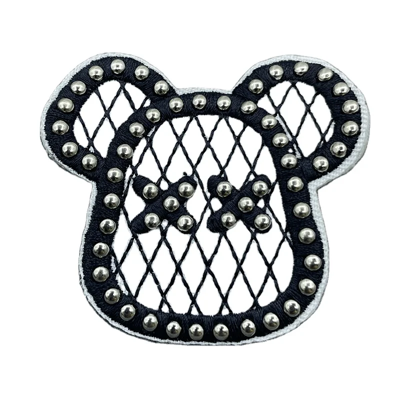 Hot sale Bear head patch badges embroidered flower clothes down jacket denim pants hole size repair cloth stickers