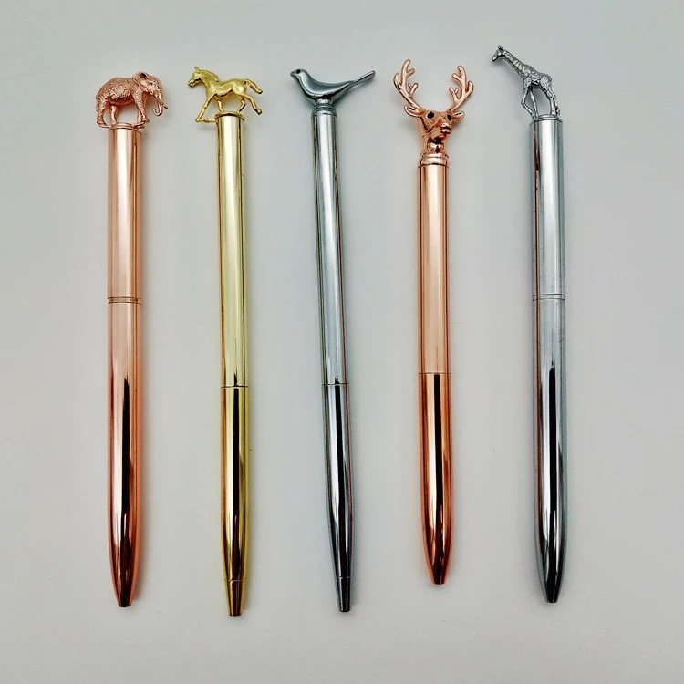 New Arrival Custom Logo Fancy Cute Metal Ball Pen Metal Elephant Animal Pen
