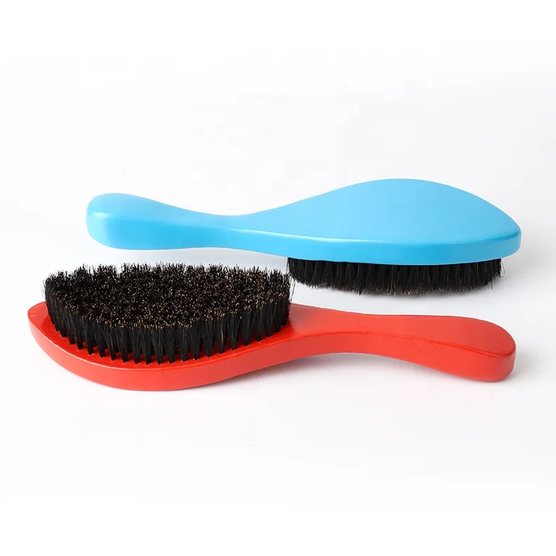  360 Wave Brushes For Men 100% Boar Bristle Hair Brush Wooden Curved Beard