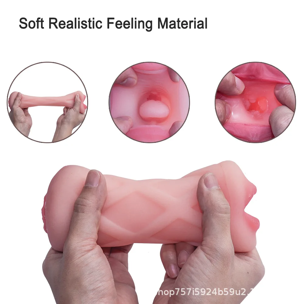 Mini Mouth Vagina Double Head Aircraft Cup Male Silicone Masturbator Simulation Channel Clip Suction Cup Aircraft Cup