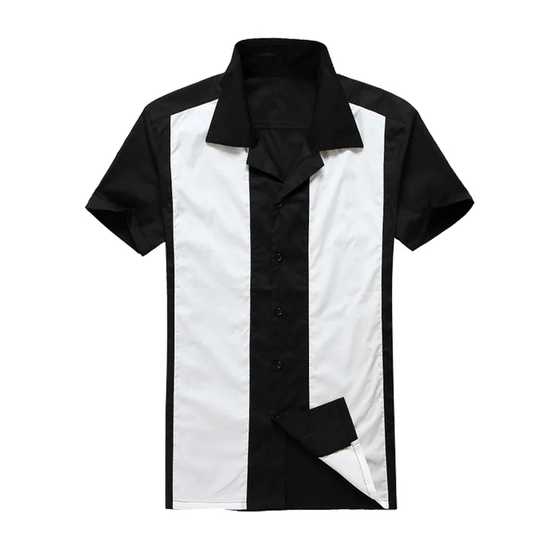 Short Sleeve Rockabilly Shirt Retro Bowling Shirt for Men ST107 Short Sleeve Summer Cotton Shirts Plus Size S-XL