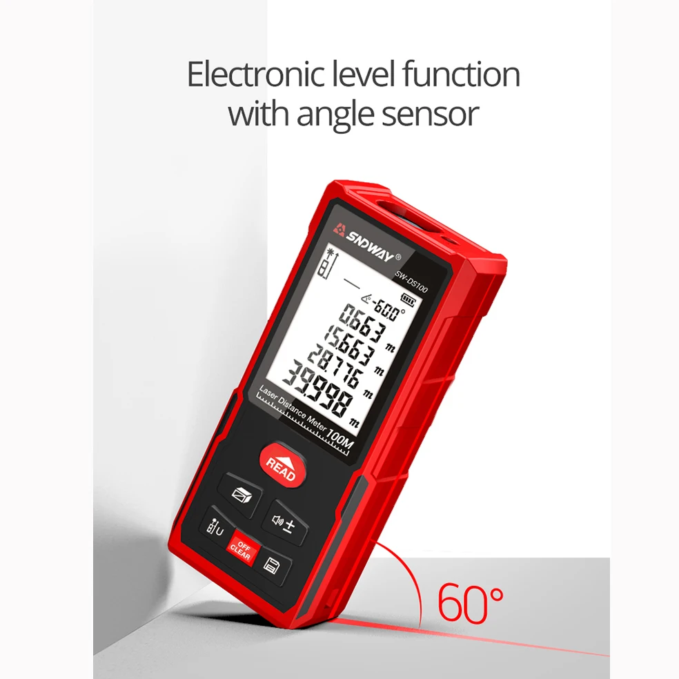 Wholesale SNDWAY SW-DS50 Laser Rangefinder Electronic angle level Laser Distance Meter