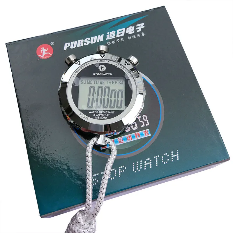 Electtronic Metal Multifunctional Sports Stopawtch Water Resistant 2 Memory Lap Split Time 1/100 Second