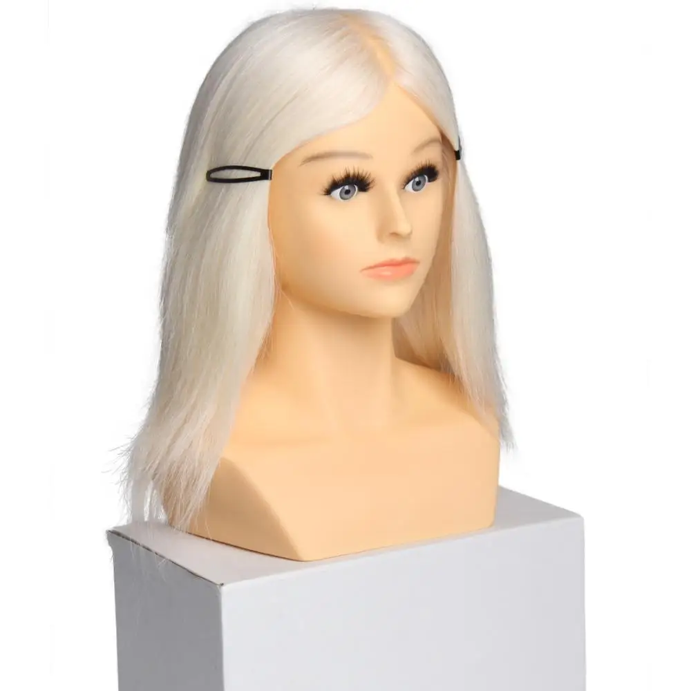 Fast delivery no MOQ 100% real hair PVC mannequin head smile training head with shoulder