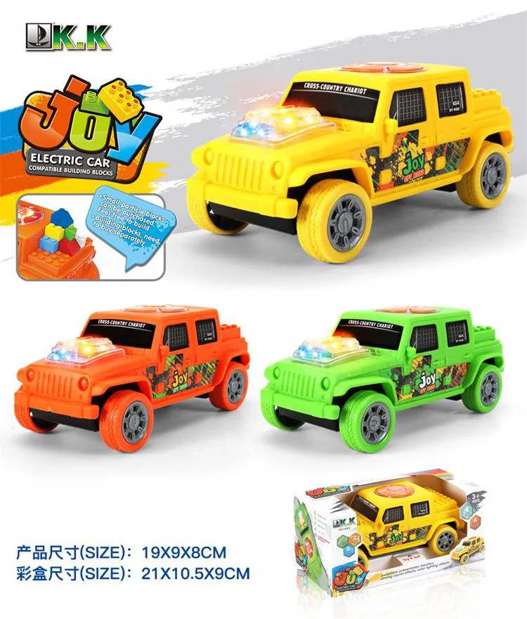 Hot sale Smart compatible building blocks electric car light music car 3Color  interactive model car toy