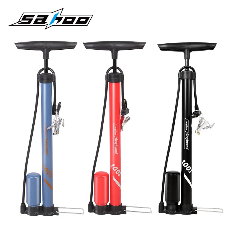 SAHOO portable aluminum alloy bicycle floor type English French American mouth high pressure pump bicycle accessories