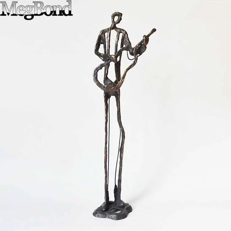 Antique bronze cast iron girl dancer desktop floor statue for living room TV desk,  Metal ballerina dancer sculpture