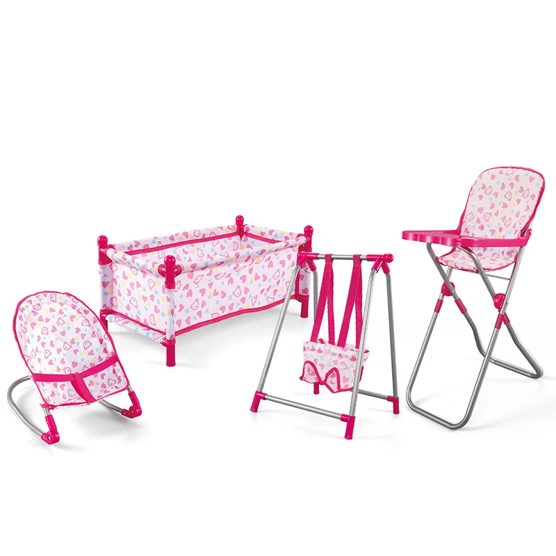 Early Childhood Educational Game 4 In 1 Multifunction Deluxe Newborn Funny Pretend Role Play Toy Baby Doll Stroller Set