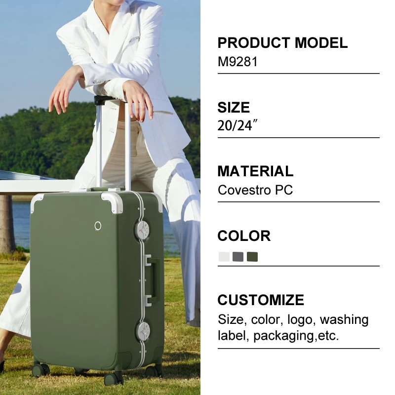 Mixi High Quality PC Material Suitcase Spinner Wheel Business Luggage For Travel Luxury Carry-on Aluminum Trolley Case With Lock