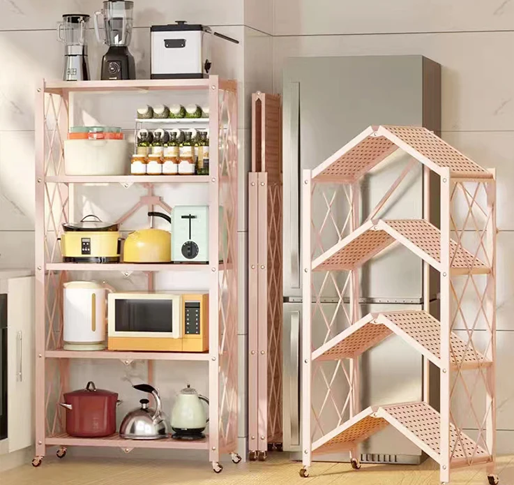 Kitchen shelving Floor-to-ceiling multifunctional microwave pot with multilayer oven vegetable fruit basket Storage rack