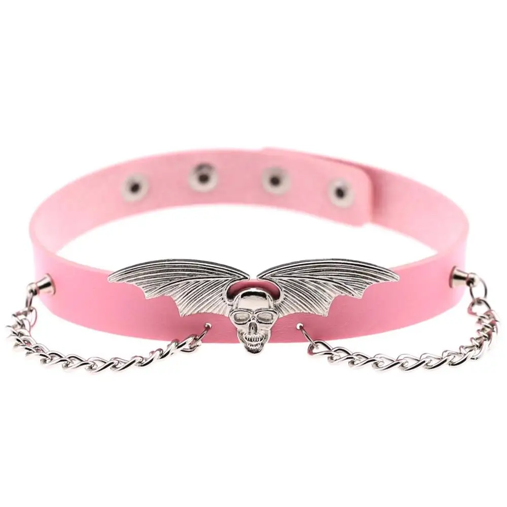 
Wholesale and retail creative custom exaggerated bat wing vampire chain leather necklace Halloween Christmas choker 