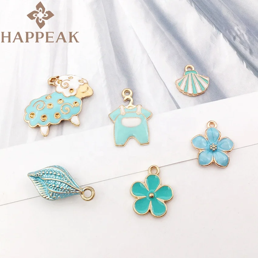 Wholesale Bulk Stainless Steel Pendant Charms Custom Cute Blue Enamel Charms For Bracelet Jewelry Making