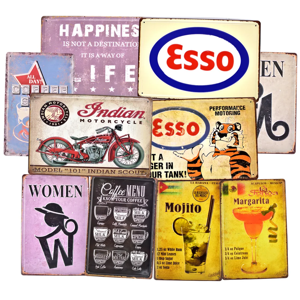 Coffee Mojito Women Flammable 3d embossed retro beer poster wall decor bar pub car metal tin signs home metal sign