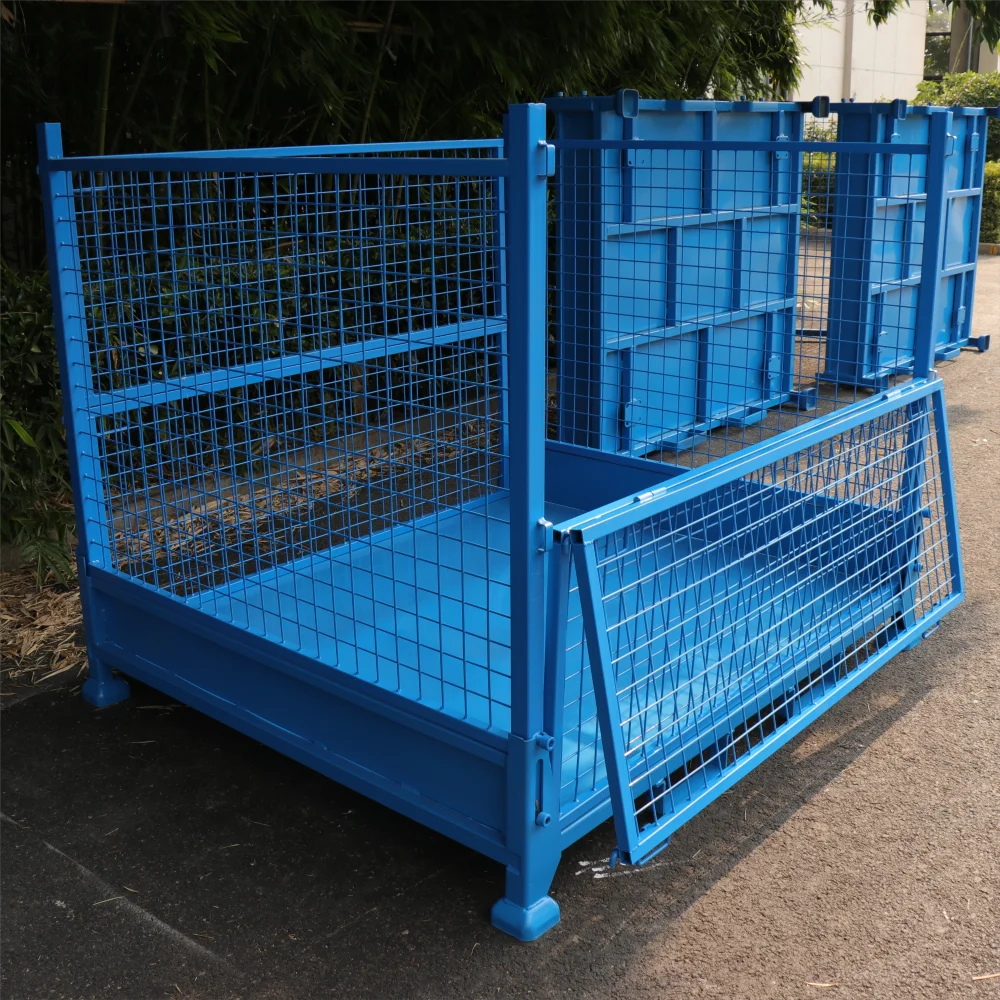Heavy-Duty Q235 Wire Mesh Metal Pallet Cage Box Lockable Storage Cages in Heavy Stackable Design for Warehouse Durable Quality