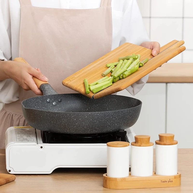 folding bamboo cutting board with handle smooth foldable wooden cutting board for kitchen into kitchen drawer cheese bread
