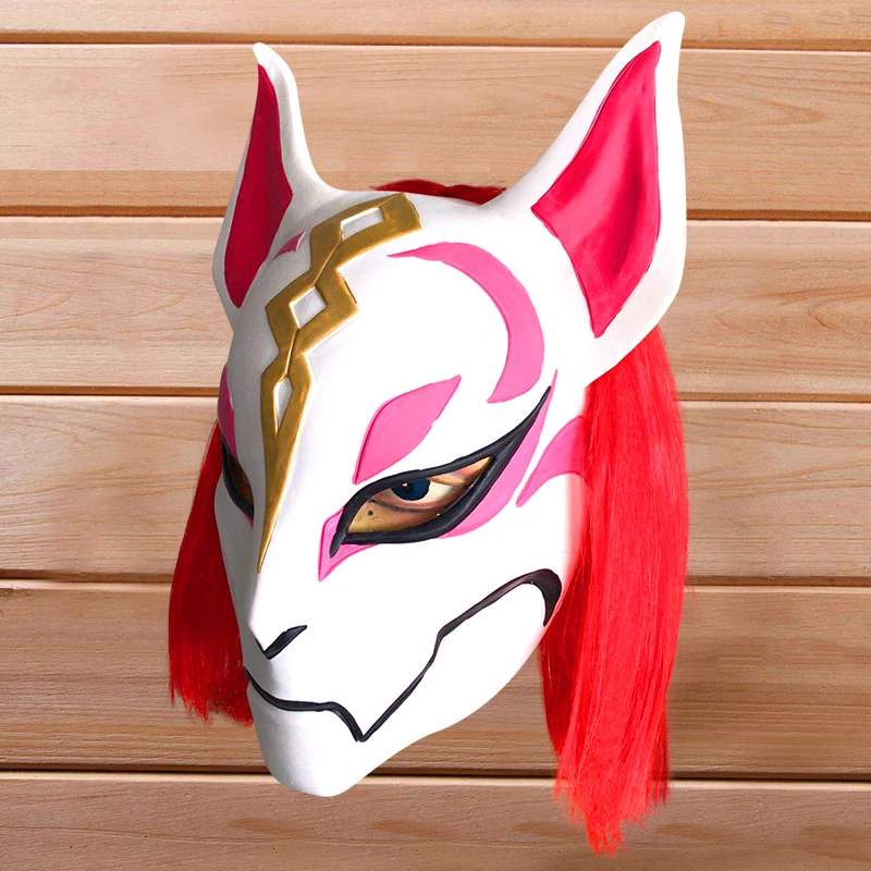 Funny Fox Drift Mask with red hair Halloween latex Costume Party Mask Custom Logo Printed Animal Shape