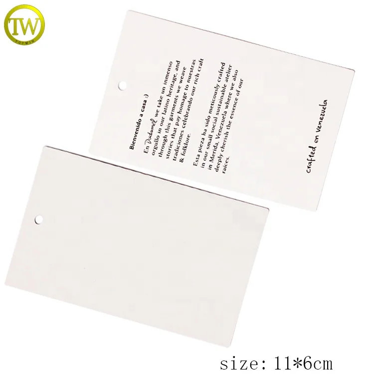 Fashion clothing printing logo string paper tags custom made women coat recycled hang label for dress