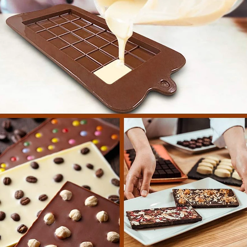 Silicone Square Food Grade No-Stick Butter Candy Bar Chocolate Mold for Making Standard Size Hot Chocolate Bomb Cake Jelly