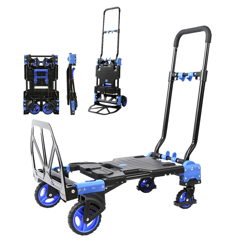 Multifunctional warehouse cargo handling wheel barrow trolley go cart shopping mall supermarket handling trolly