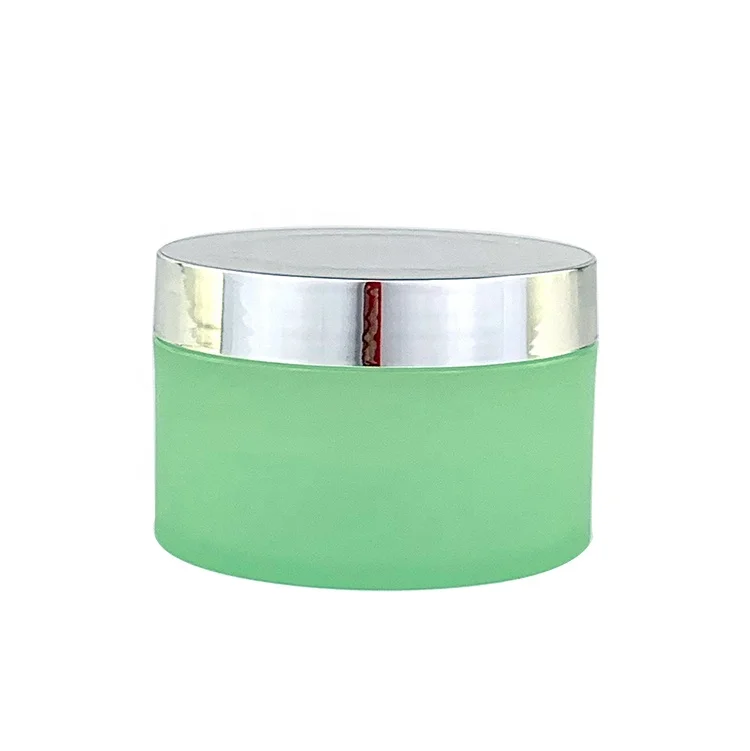 frosted green cosmetic packaging empty plastic pp cream jar pp plastic face cream jar 100 ml pp plastic jar with silver cap