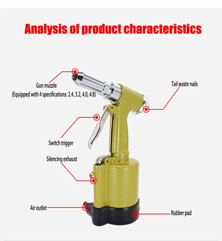Easy Air Riveting Tool Industrial Grade Durable Pneumatic Blind Rivet Gun Fully automatic pneumatic rivet gun
