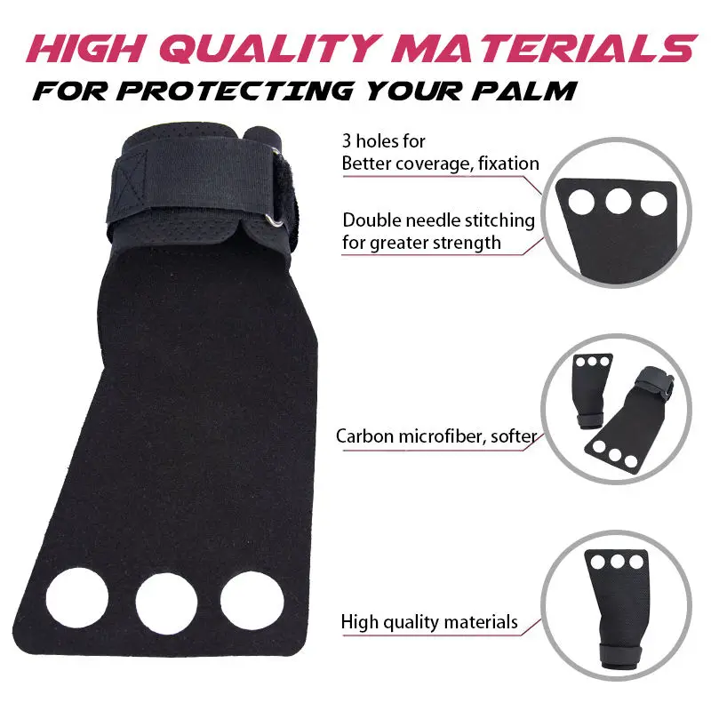Fitness Weight Lifting Glove 3 Hole Hand Grips Custom Anti-Slip Logo Weightlifting Gymnastic Carbon Grips