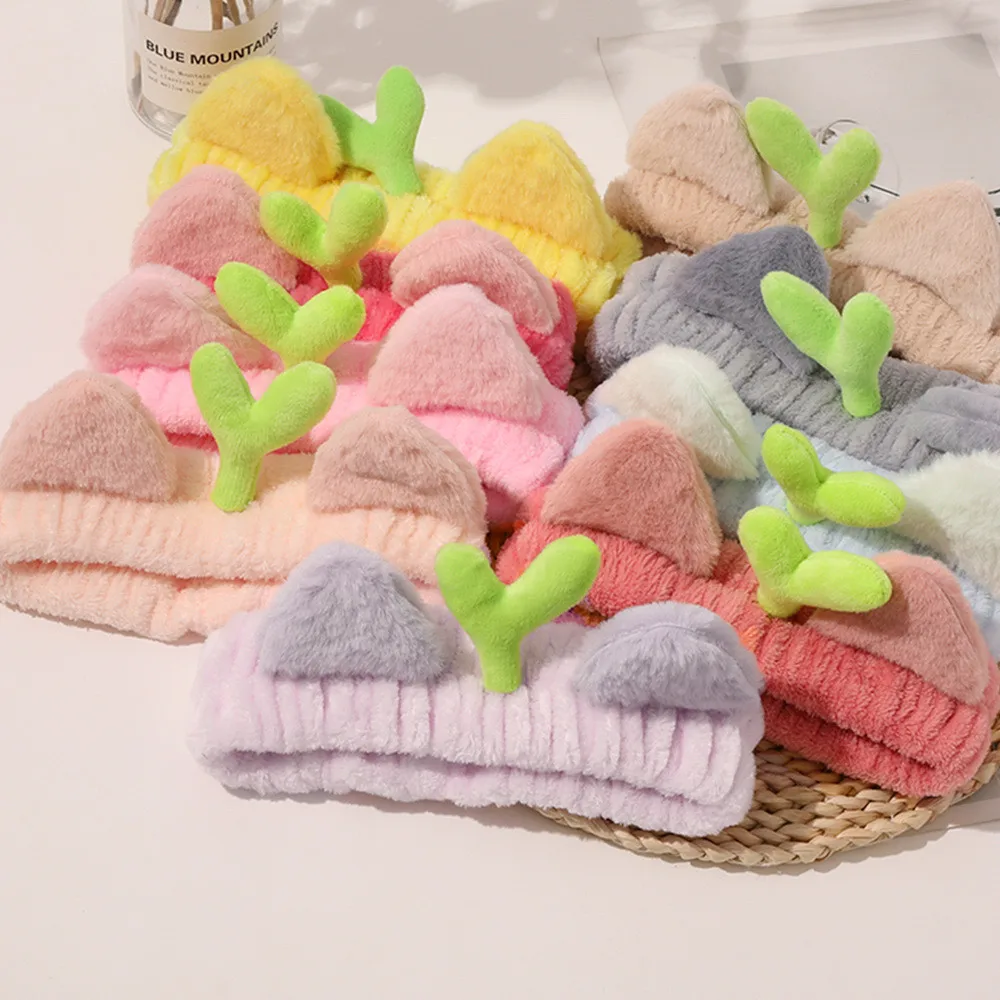Elasticity Coral Fleece Bow Headbands Girls Cute animals Hair Band Headwear Women Face washing makeup Hair Accessories