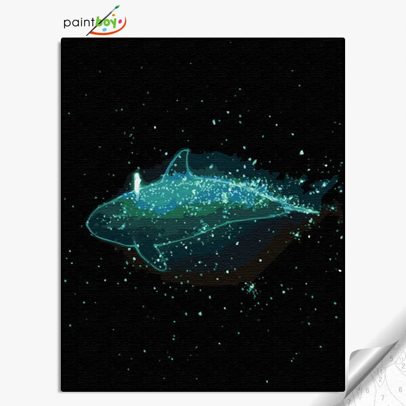GX36414 - 40*50cm Oil painting animal whales deep sea line design customizable wholesale