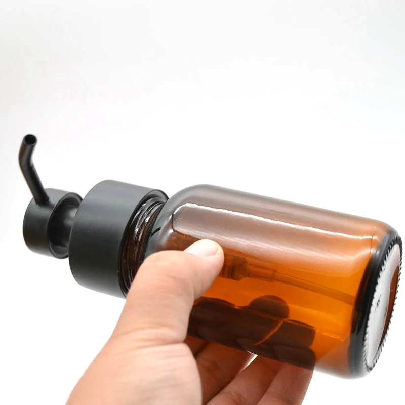 
200ml Empty Wide Mouth Amber Foam Soap Dispenser Pump Glass Lotion Bottle  (1600127536654)