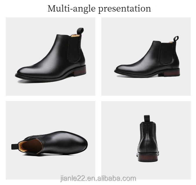 Genuine Leather Black Business Casual Leather Shoes Flat Fashion Custom Men Designer Luxury Liberty Chelsea Boots Winter Shoes