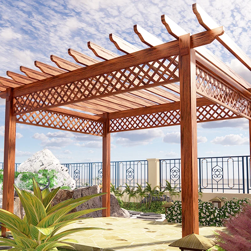 Waterproof pergola canopy large outdoor garden wood pavilion country wpc gazebo patio wpc pergola for all-season