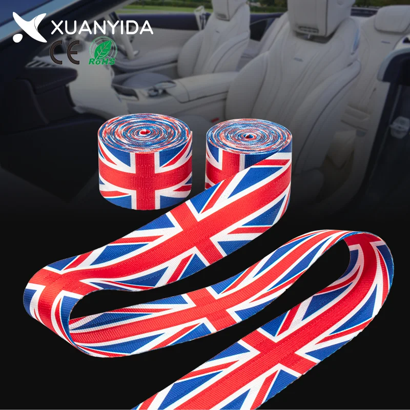 Custom logo British flag racing car safety seat belts