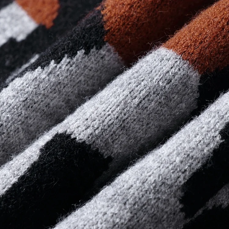 2022 new fashion leopard sweater v neck loose casual pullover sweater for women