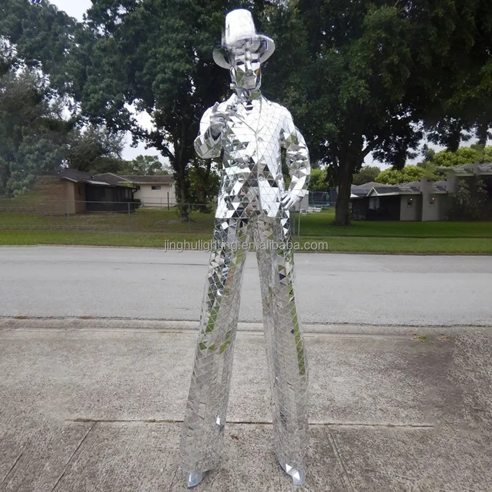 Mirror Stilts Costume MirrorS parade Costume DJ Club Party Nightclub Stage Dancer Wear Mirror Reflective Suit Clothing costumes