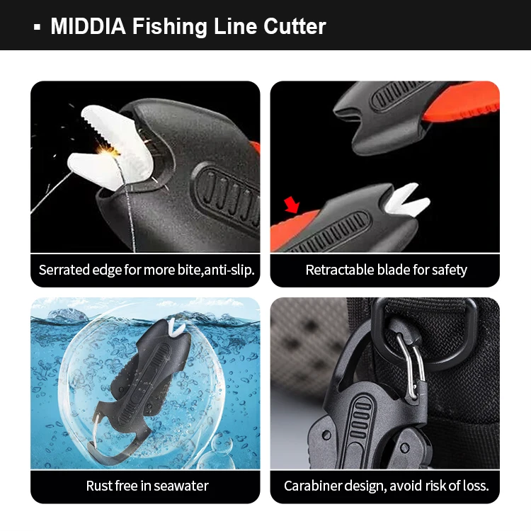 MIDDIA Portable Fish Line Cutter Snip Cutter 1 inch Retractable Serrated  Ceramic Braid Scissors Ceramic Fishing Accessories