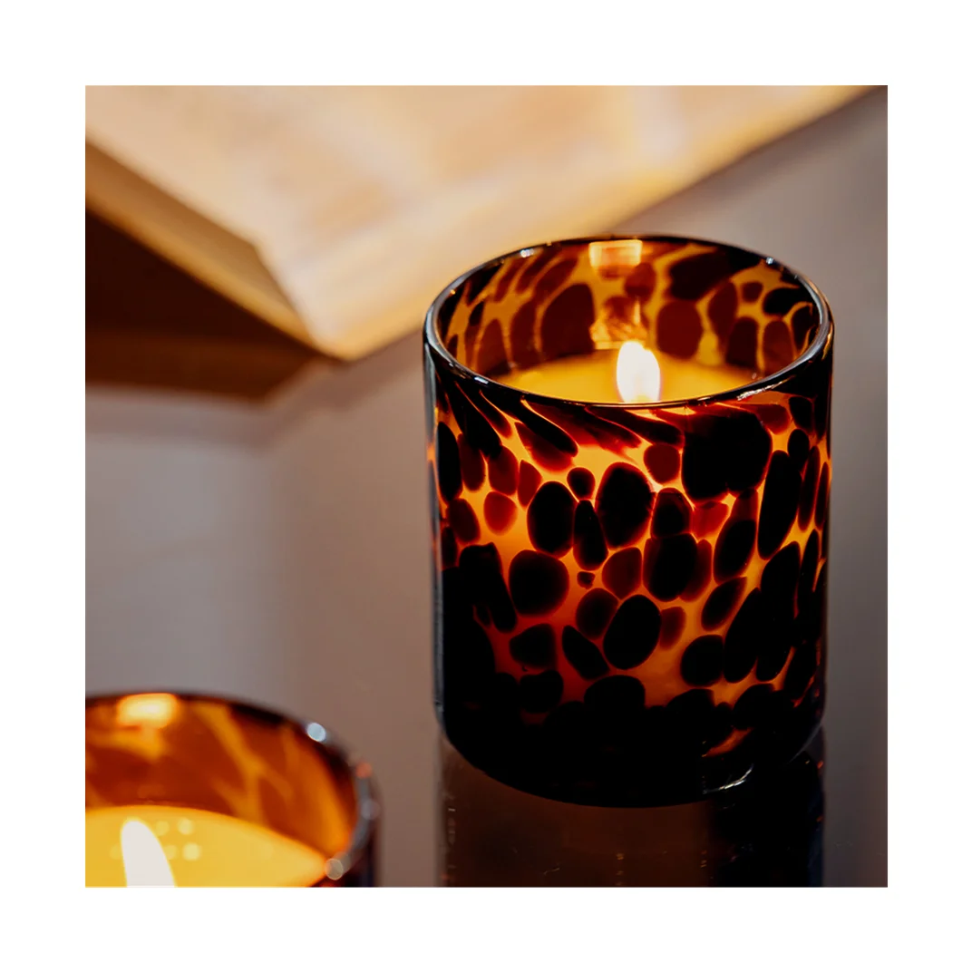 3 wick scented candles Leopard print candle jars in bulk leopard amber candle jar
