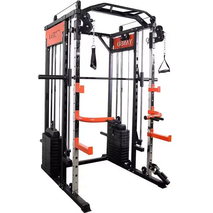 High quality comprehensive multi-functional gym cable cross gantry Smith machine with power plate squat rack fitness equipment