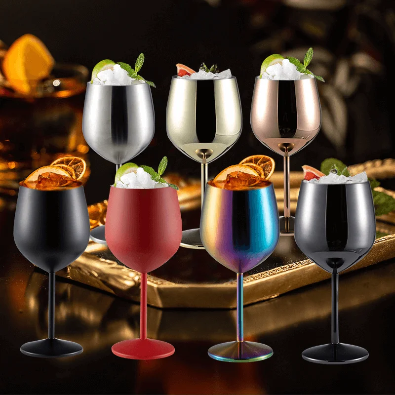 Champagne Whiskey Creative Metal Goblet Stainless Steel Party Wine Goblets Elegant Drink ware Smooth Mouth Wine Glass