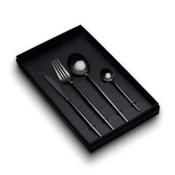 Golden Silverware 4 Piece Stainless Steel Gold Cutlery Flatware Set with Gift Box