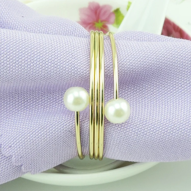 Bulk Storage Cheap Selling Personalized Pearl Napkin Ring Stainless Steel