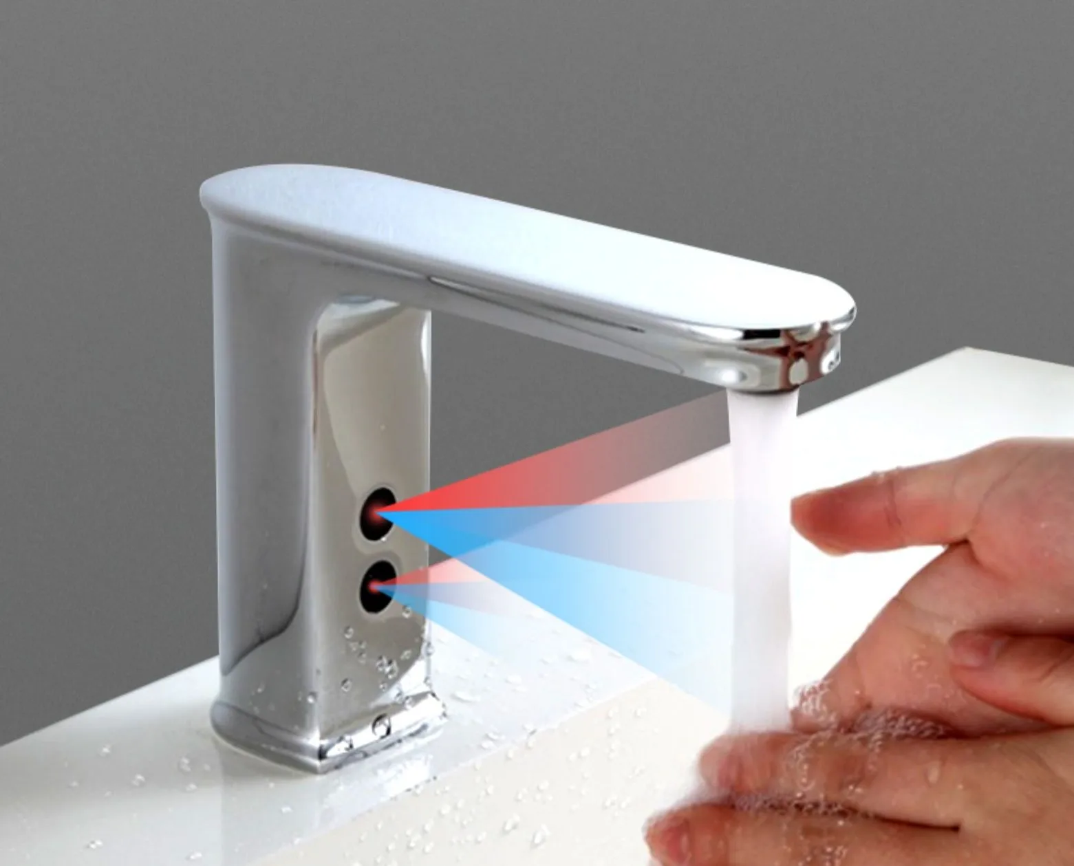 F186 Commercial Automatic Tap Sensor Electric Water mixer  Bathroom Sensor Faucet