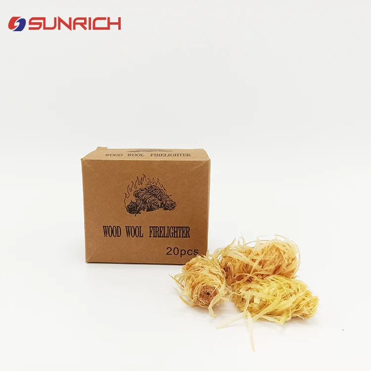 Sunrich Factory wholesale Natural Quick Easy Long Time Bbq Sawdust Fire Lighter Starter Wooden Wool Roll For Bbq