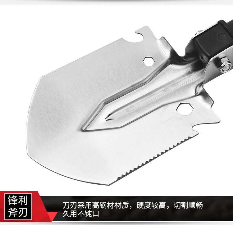 Industrial Grade Multifunctional Bushcraft Folding Shovel Portable Outdoor Camping  Shovel for Snow Shoveling