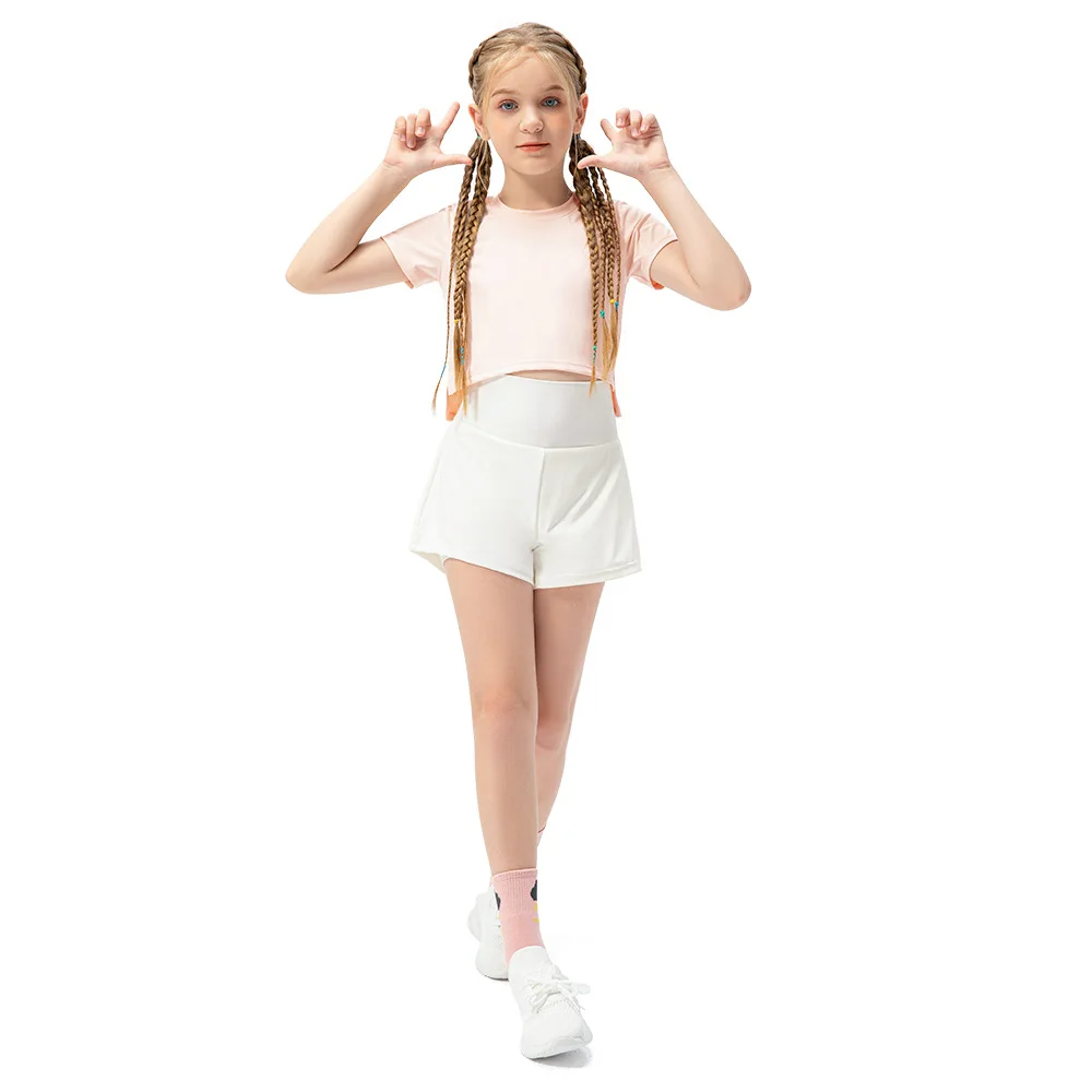 Xsunwing Dance training Sports Biker Shorts Kids Skin Friendly Breathable Quick Dry yoga Running Yoga Shorts for Girls KYEL23403
